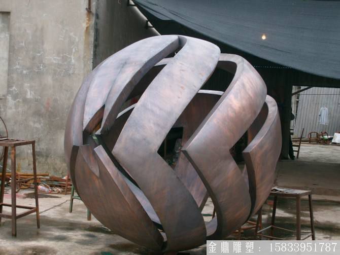 缎铜球形小品 广场铜雕小品